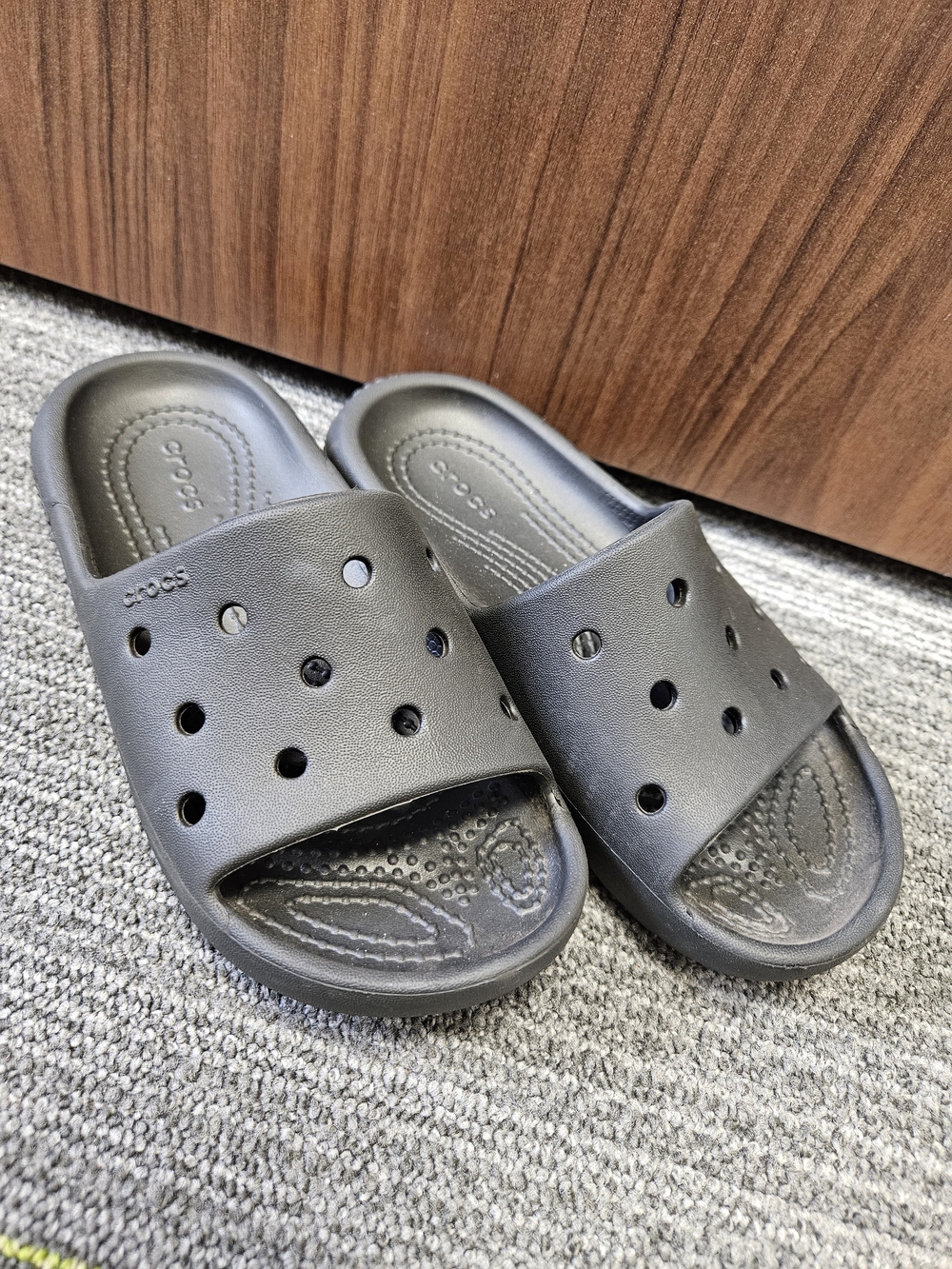 CROCS Kids Black Slide Sandals with Vent Holes